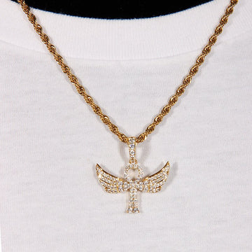 Iced Aaa Cz Angel Wing Cross Pendant ZUU KING